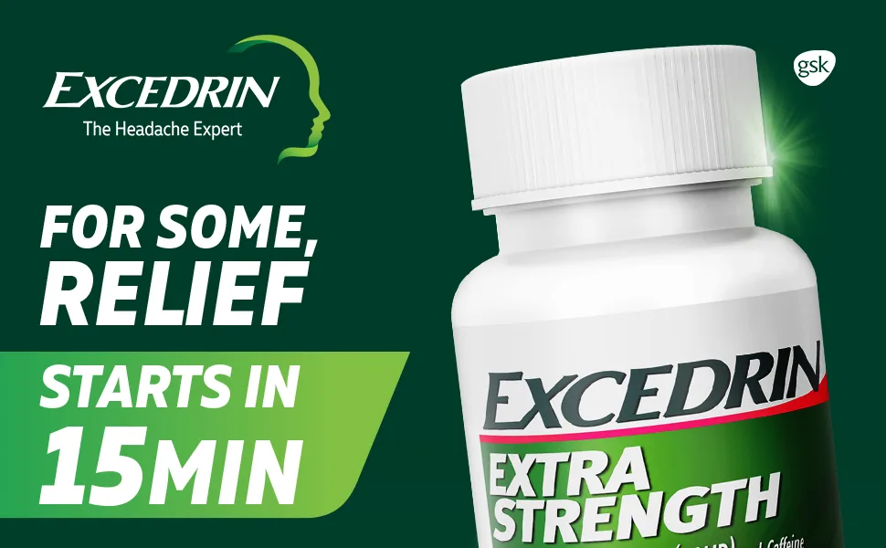 Relief for Headaches and Migranes - Excedrin Extra Strength Caplets for Headache Pain Relief, 100 count