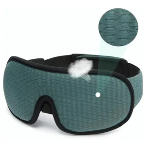 3D Blackout Lights Sleeping Mask Memory Sponge Sleep Eye Cover Block Out Light Adjustable Strap Breathable Soft Fabric Ideal for Dormitory Plane Office (Green) - 1716220016712-2