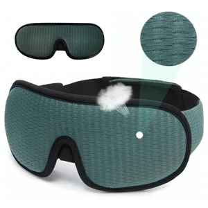 3D Blackout Lights Sleeping Mask Memory Sponge Sleep Eye Cover Block Out Light Adjustable Strap Breathable Soft Fabric Ideal for Dormitory Plane Office (Green) - product information 6