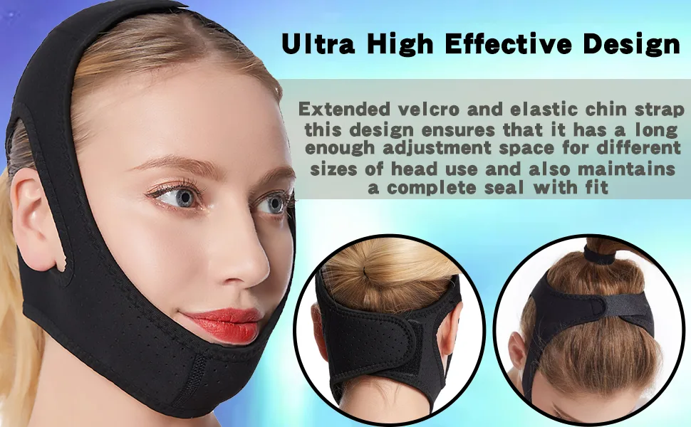 Anti Snoring Chin Strap Chin Lipo Compression Garment Post Surgical Chin Strap Anti Snoring Devices Chin Strap for Men&Women(Black) - Efficiently Designed Chin Strap
