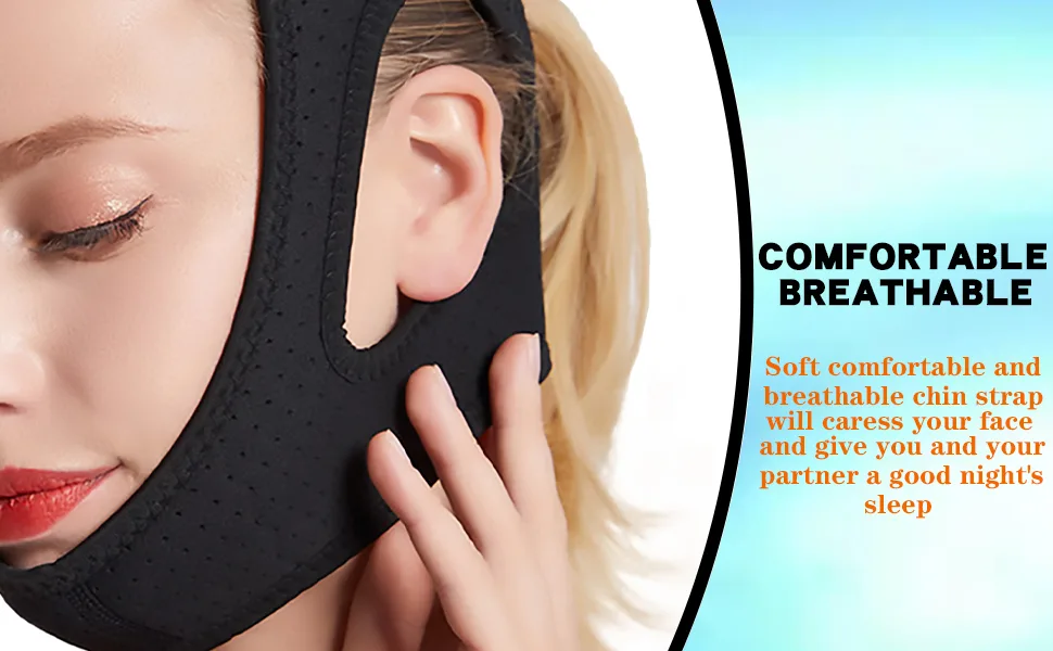 Anti Snoring Chin Strap Chin Lipo Compression Garment Post Surgical Chin Strap Anti Snoring Devices Chin Strap for Men&Women(Black) - Fabric chin strap