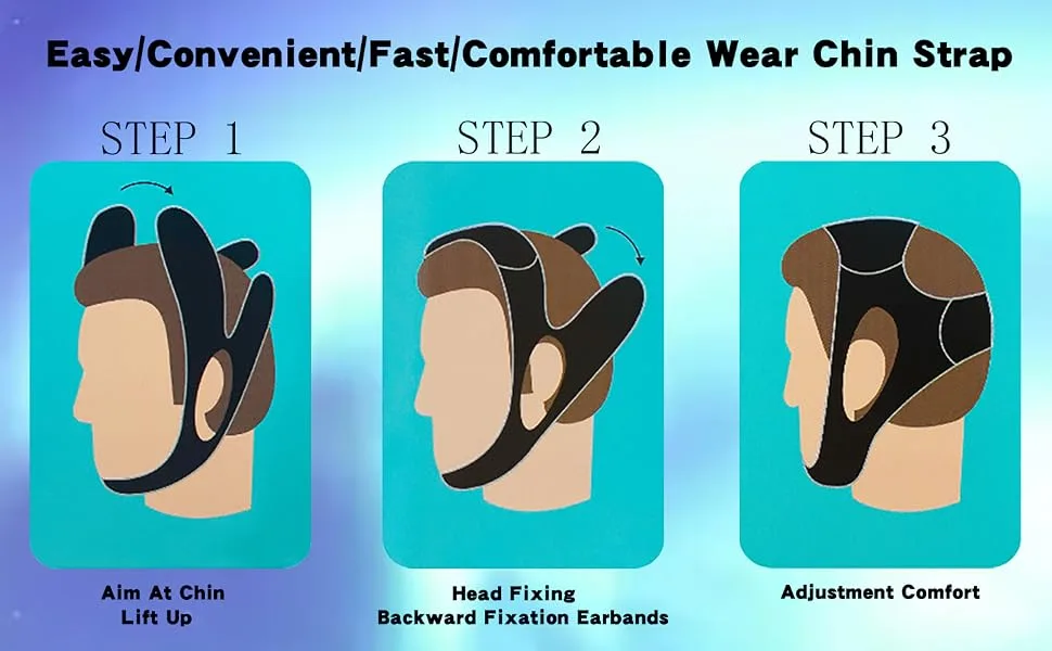 Anti Snoring Chin Strap Chin Lipo Compression Garment Post Surgical Chin Strap Anti Snoring Devices Chin Strap for Men&Women(Black) - Fabric chin strap