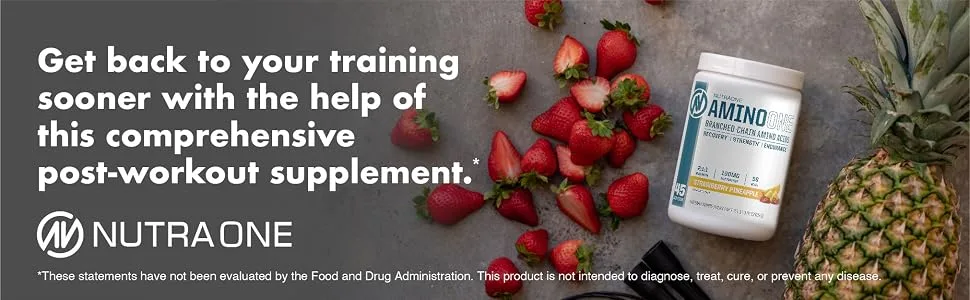 AminoOne Branched-Chain Amino Acids Post Workout Recovery Premium Hydration Build Muscle Strawberry Pineapple* - Get back to training sooner, comprehensive post-workout supplement