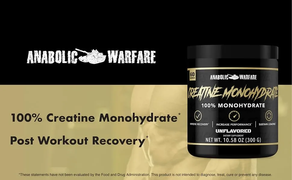 Anabolic Warfare Creatine Monohydrate Post Workout Recovery Increase Performance Sustain Loading Premium Creatine* (60 servings) - creatine monohydrrate post workout recovery
