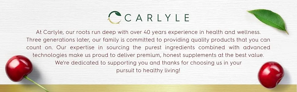 Carlyle Tart Cherry and Celery Seed Supplement | 200 Capsules | Vegetarian Non-GMO and Gluten Free - CARLYLE
