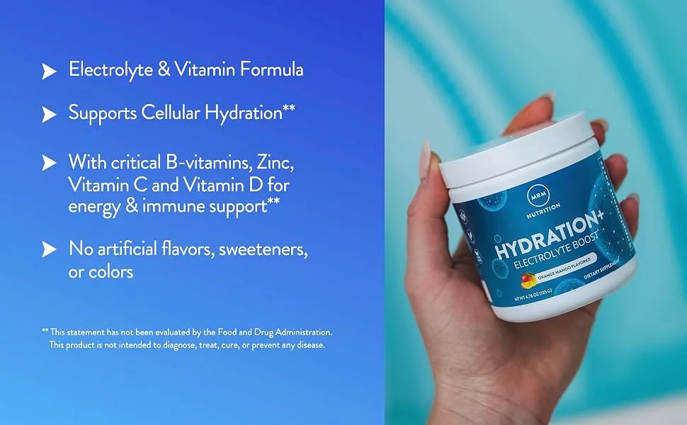 MRM Nutrition Hydration + | Orange Mango Flavored | Electrolyte Boost | Cellular Hydration | Vitamins + Electrolytes | Vegan + Gluten-Free | 15 Servings - product information 2