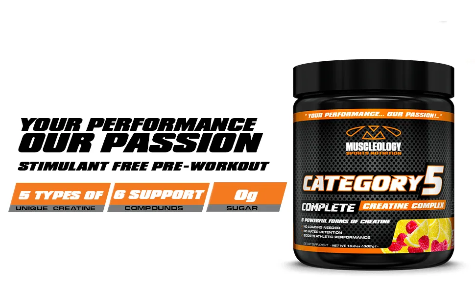 Category 5 Performance Creatine Complex - stimulant free creatine preworkout energy drink protein supplements nutrition diet sports diet fit