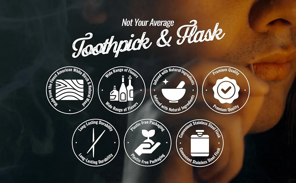 Licker Pickers Old Fashioned Flavored Toothpicks - 25 All White Birchwood Aged in Premium Spirits Old Fashioned 25 - flavored toothpicks, mint toothpicks, flavored toothpicks for adults