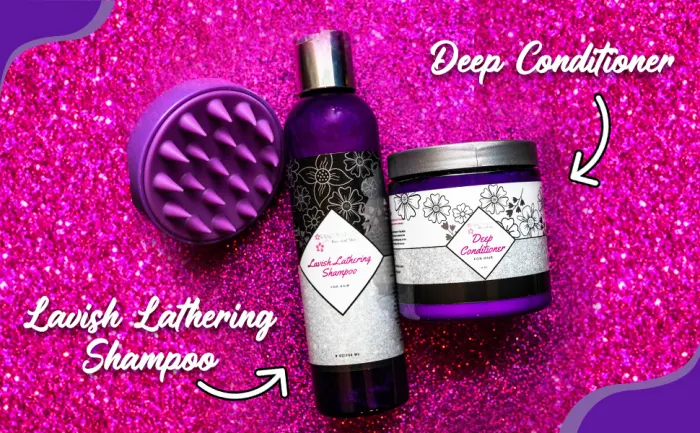 Lavish Lathering Shampoo 8 oz - Deep Cleansing for Thick & Kinky Hair with Coconut Aloe Vera & Mint - Lavish Lathering Shampoo & Deep Conditioner