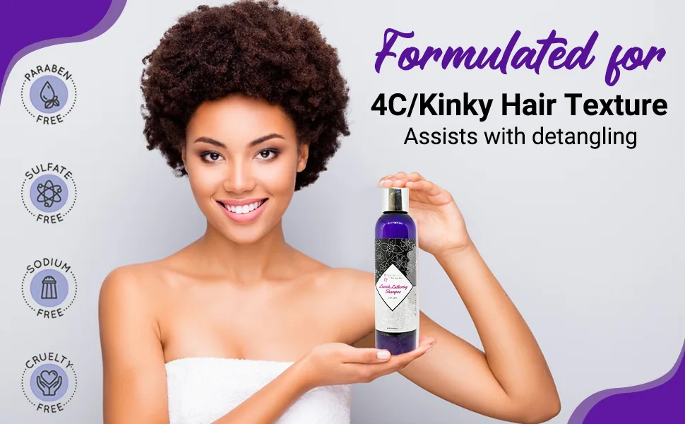 Lavish Lathering Shampoo 8 oz - Deep Cleansing for Thick & Kinky Hair with Coconut Aloe Vera & Mint - Shampoo Formulated for 4C Hair