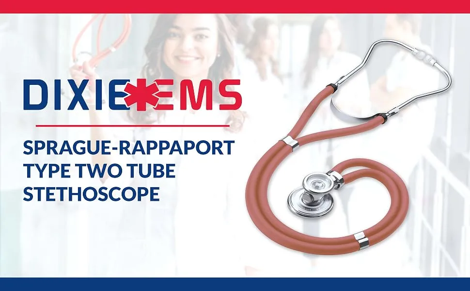 Dixie Ems Sprague-Rappaport Type Two Tube Stethoscope Frosted Pink - Dixie EMS Stethoscope