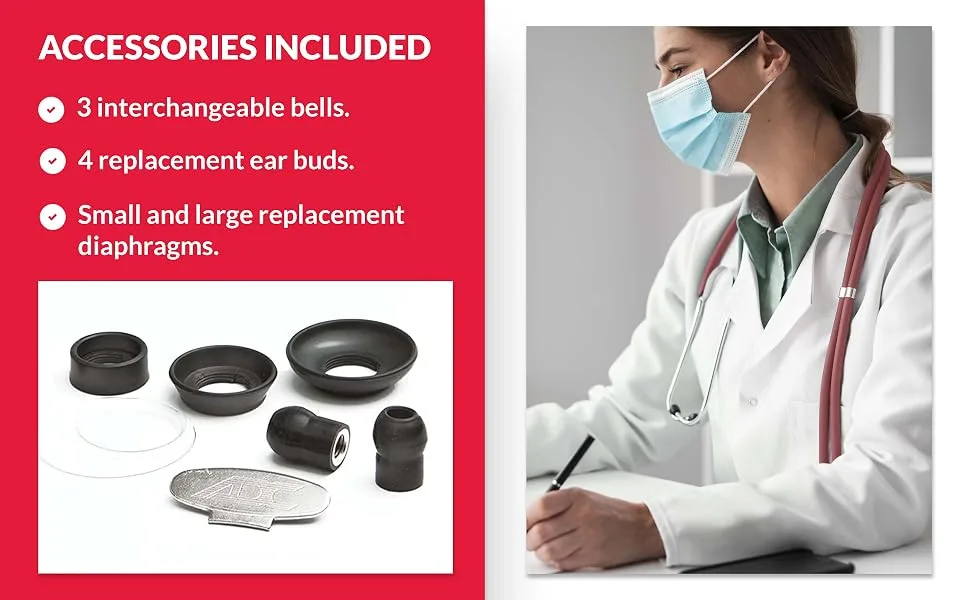 Dixie Ems Sprague-Rappaport Type Two Tube Stethoscope Frosted Pink - Incluided Componenets