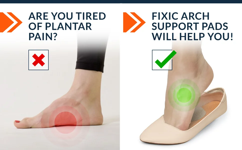 Fixic Arch Support Inserts - 2 Pairs Set - Self-Adhesive Foot Arch Support - Premium Flat Feet Arch Support Pads for Any Footwear - Soft Flat Foot Corrector - Arch Shoe Insert - Make Your Life Easier! - arch support