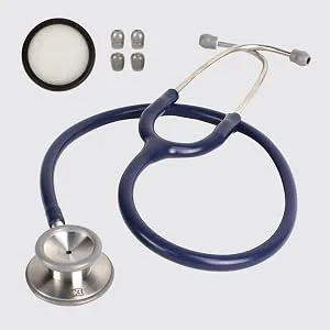 Ever Ready First Aid Pro Classic Dual Head Stethoscope for Paramedics and Nurses 4 Ear Tips Replacement Diaphragm - Navy Blue - full kit