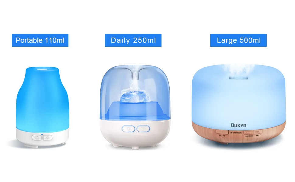 Essential Oil Diffuser 110ml Colorful Aromatherapy Diffuser with 8 Colors Lights Adjustable Mist Mode Waterless Auto Off Stocking Stuffers for Women Adults - air diffuser