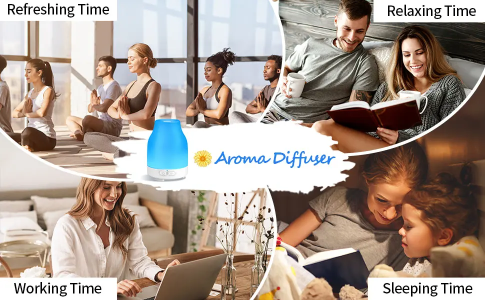 Essential Oil Diffuser 110ml Colorful Aromatherapy Diffuser with 8 Colors Lights Adjustable Mist Mode Waterless Auto Off Stocking Stuffers for Women Adults - essential oil diffuser
