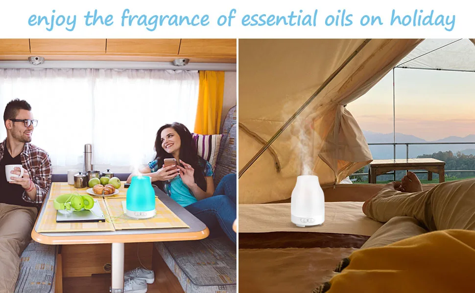Essential Oil Diffuser 110ml Colorful Aromatherapy Diffuser with 8 Colors Lights Adjustable Mist Mode Waterless Auto Off Stocking Stuffers for Women Adults - oil diffuser