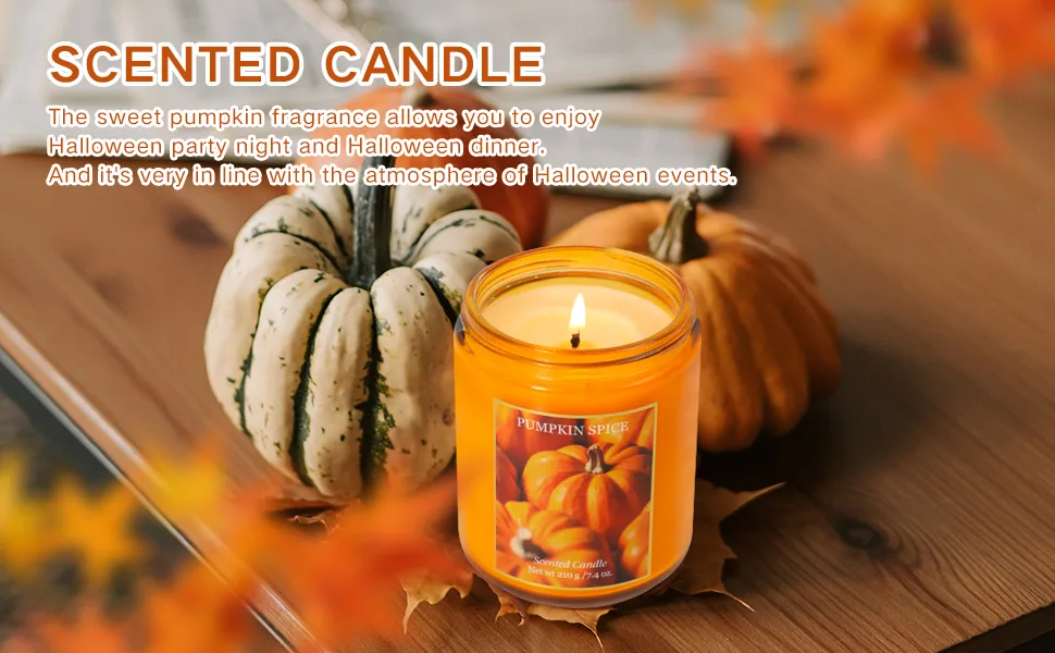 Scented Candle Aromatherapy Candle Gift Set for Halloween Handmade Soy Wax Candle Set Pumpkin Pie Scented Candle (200 g Pumpkin Pie) - product information 2