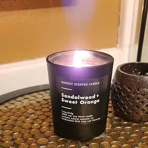 Scented Candle - Lavender & Eucalyptus - 100% Natural Soy Wax and Pure Essential Oils - Jar Candles, SunSest Candles, Scented Candles, Fragrant Candles, Soy Wax Candles.