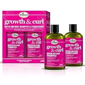 Difeel Biotin Shampoo & Conditioner 24oz Gift Set -Hair Growth & Curl Defining and for Curly - Paraben Sulfate Free Phthalate - Unisex - Growth & Curl Shampoo & Conditioner Box