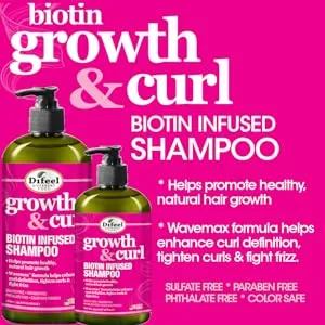 Difeel Biotin Shampoo & Conditioner 24oz Gift Set -Hair Growth & Curl Defining and for Curly - Paraben Sulfate Free Phthalate - Unisex - Growth & Curl Shampoos