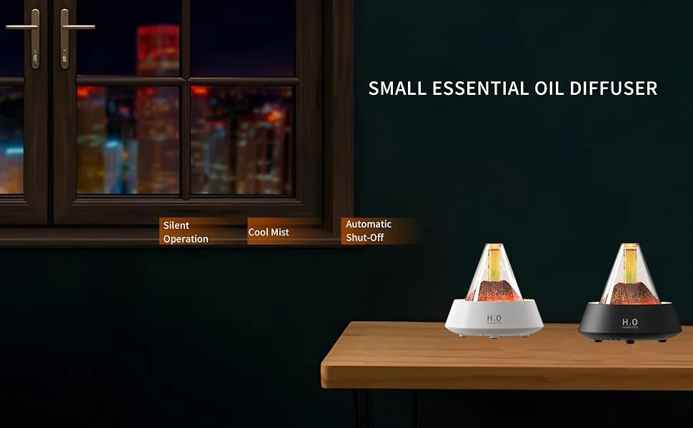 Small Essential Oil Diffuser 7 Colors Changing Diffuser Humidifier Cool Mist Humidifier for Single Room Bedroom Office with Quiet Operation Auto-Off Protection 280mL (White) - Small Essential Oil Diffuser