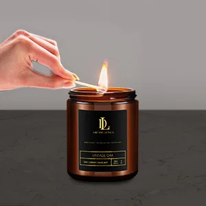 Smoke & Vanilla Scented Candles for Home Scented Men Candle Gift Soy Aromatherapy Candles Black Jar - Scented Candles