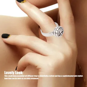Essential Oil Diffuser Rings for Women Stainless Steel Rings for Girls Portable Aesthetic Jewelry Aromatherapy Diffusers Ring (R36-3) - 1412220193211-3