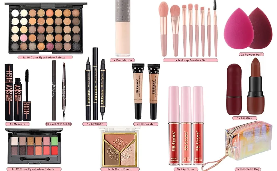 All in One Makeup Kit Portable Makeup Kit for Women Full Kit Professional Makeup Kit Multipurpose Womens Makeup Set for Beginners and Professionals Set 2 - All in One Makeup Kit