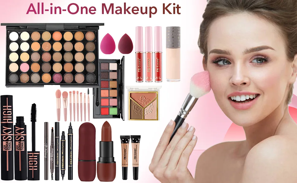 All in One Makeup Kit Portable Makeup Kit for Women Full Kit Professional Makeup Kit Multipurpose Womens Makeup Set for Beginners and Professionals Set 2 - makeup sets
