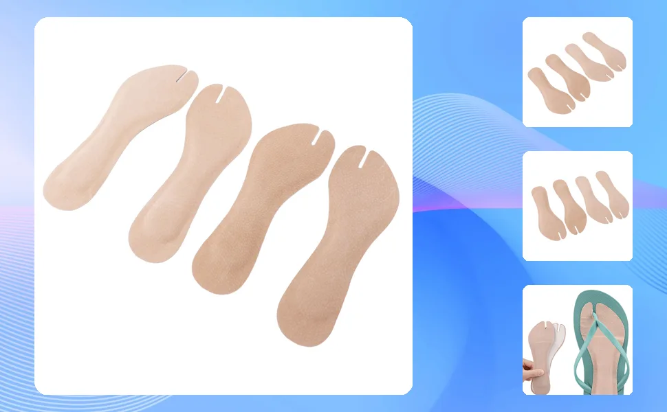 Flip Flop Cushion Insoles Soft Shockproof PU Leather Adhesive Pads for Flat Sandals High Heels 2 Pairs (s) - 1411240113211-1