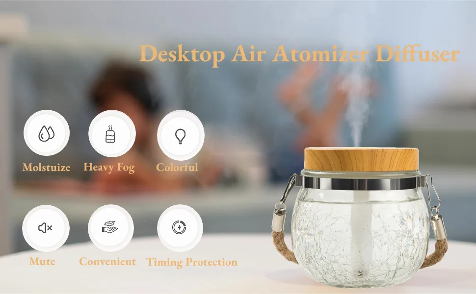 Glass Aromatherapy Essential Oil Diffuser 400ml USB Rechargeable Aroma Diffusers Cool Mist Humidifier with 7 Color Light Auto Shut Off for Home Office Yoga Spa Relax (Wood Grain) - Glass Aromatherapy Essential Oil Diffuser