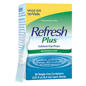 Refresh Plus Lubricant Eye Drops, Preservative-Free, 0.01 Fl Oz Single-Use Containers, 50 Count, Packaging May Vary 50 Count (Pack of 1) - product information 2