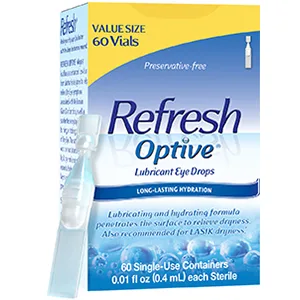 Refresh Optive Lubricant Eye Drops, Preservative-Free, 0.01 Fl Oz Single-Use Containers, 60 Count 60 Count (Pack of 1) - 60CT