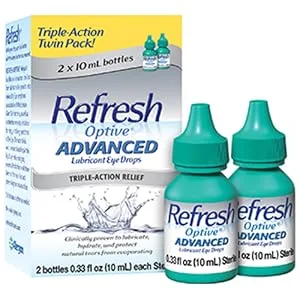 Refresh Optive Advanced Eye Drops, 0.33 Fl Oz (Twin Pack) 0.33 Fl Oz (Pack of 2) - 2 bottles