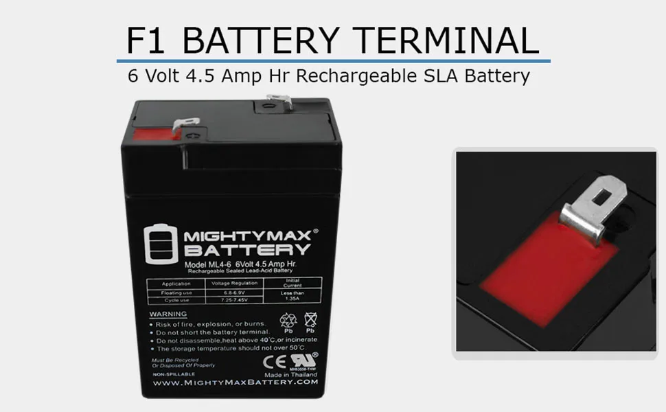 Mighty Max Battery 6V 4.5AH SLA Replacement Battery for Light Alarms FL LL6 - product information 3