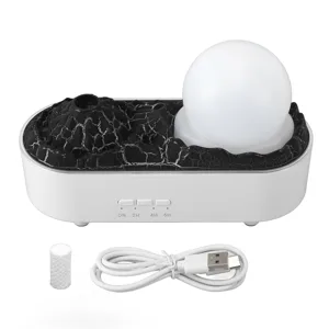 Aromatherapy Diffuser Volcano Aromatherapy Essential Oil Diffuser 200ML Humidifier Night Light 2 Mist Mosdes 3 Light Colors 2H 4H 6H Timer for Home White - product information 2