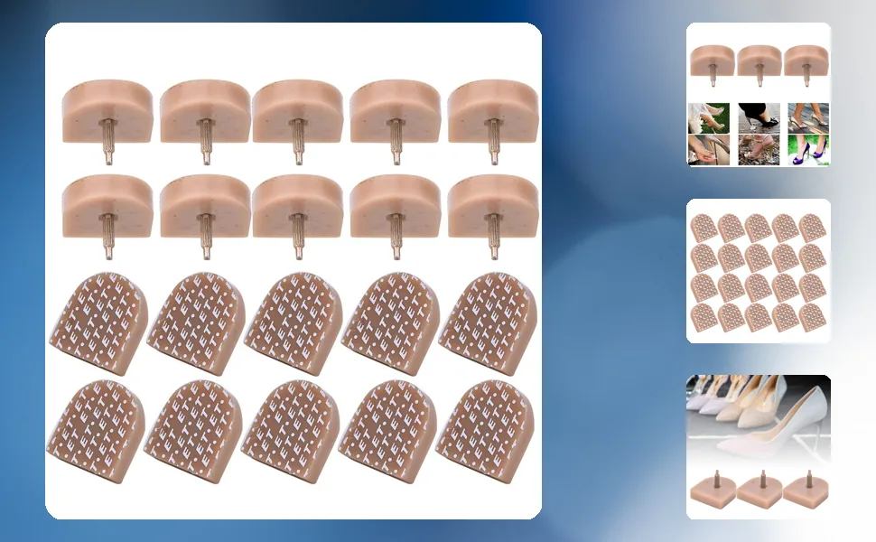 10 Pairs High Heel Tips Replacement Shoes Heel Dowel Shoe Repair Accessories (613 beige 19 * 20.5) - 1216190016024-1