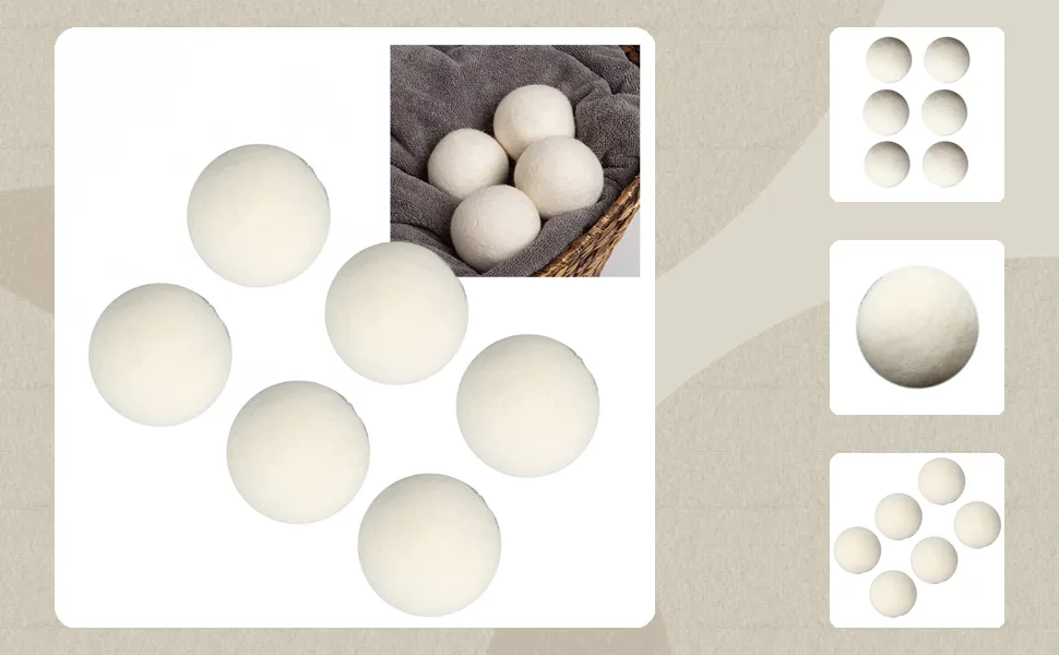 Wool Washing Balls Eliminate Odors Dehumidify Adsorb Impurities Good Traction Performance 6 Pieces High Density Dryer Balls for Home (4cm) - 1210230041111-1