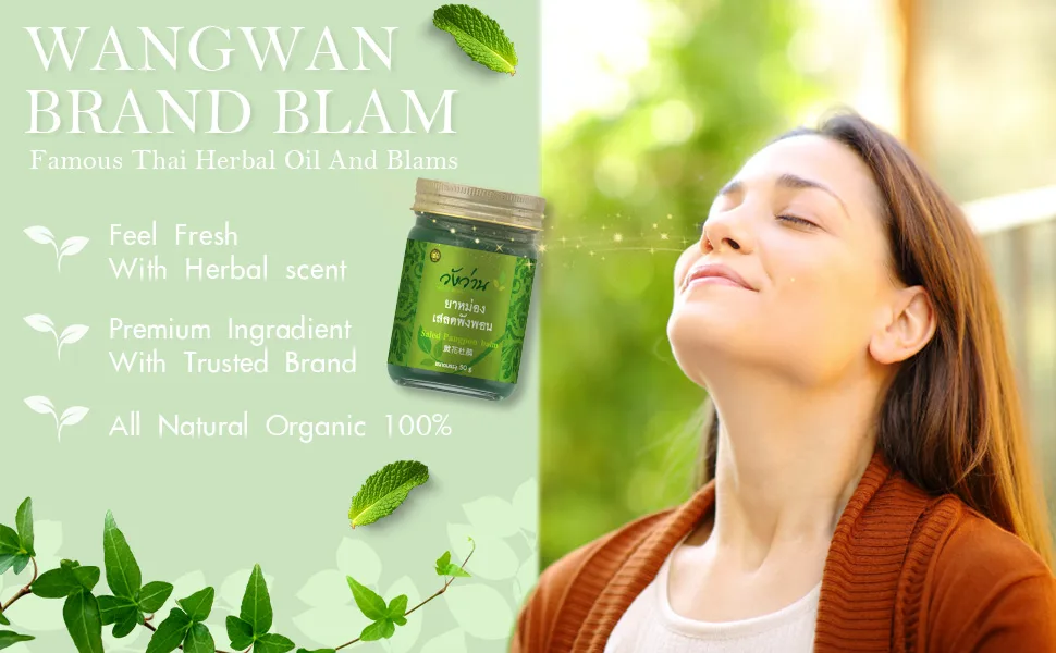 Thai Green Balm All-Natural Ingredients 50g (1.7oz) Saled Pangpon Balm Thai Herbal Balm (1x50g SL Balm) - SL Balm