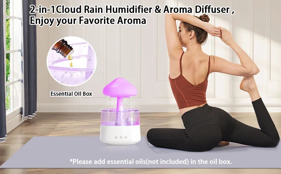 Cloud Humidifier 7 Colors Night Light Aromatherapy Essential Oil Diffuser Cloud And Rain Desktop Diffuser to Help Sleep Perfect for Bedroom Home and Office - product information 1