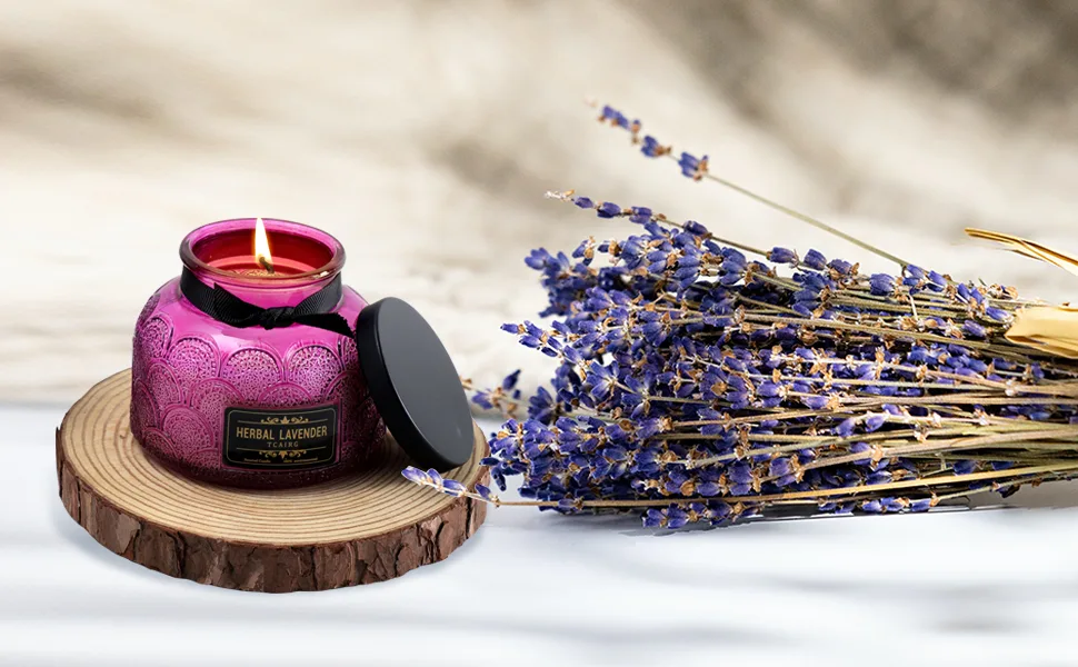 Lavender Scented Candle Gift for Women Aromatherapy Candle 7oz Candle for Home Scented Naturally Scented Soy Candles 50 Hours Long Burning - Aromatherapy