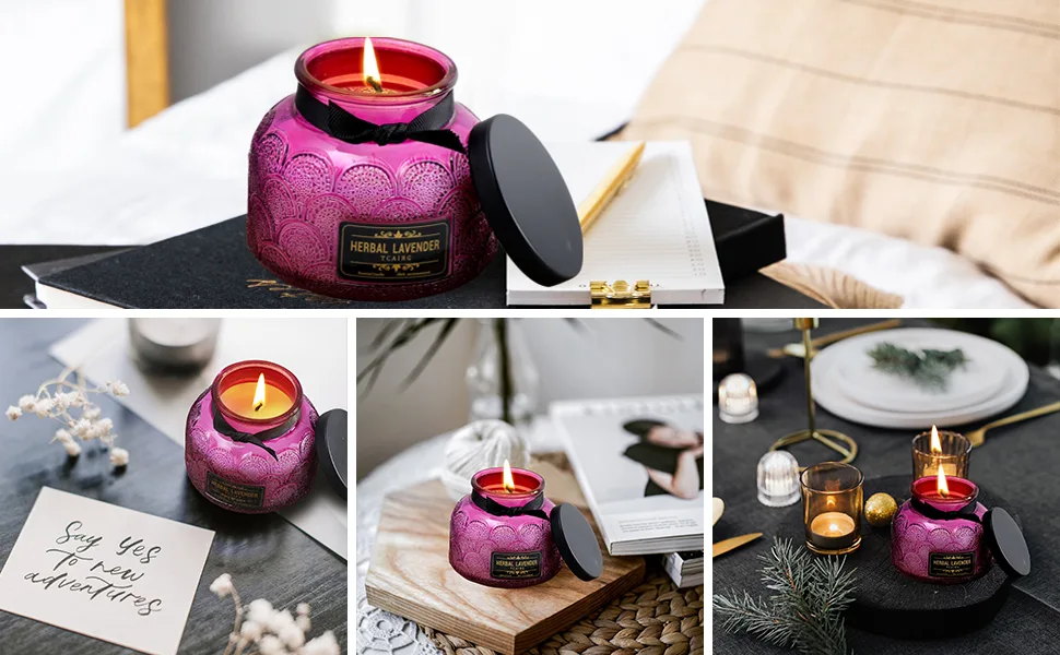 Lavender Scented Candle Gift for Women Aromatherapy Candle 7oz Candle for Home Scented Naturally Scented Soy Candles 50 Hours Long Burning - Candles