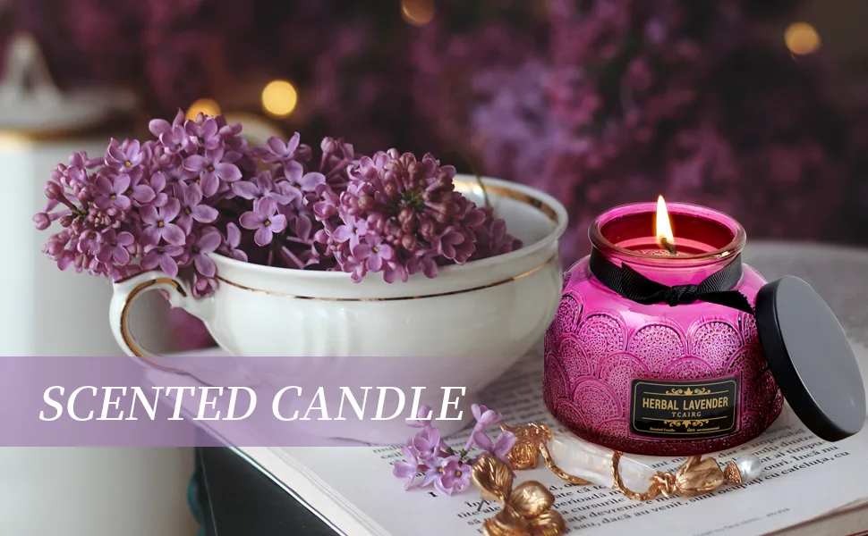 Lavender Scented Candle Gift for Women Aromatherapy Candle 7oz Candle for Home Scented Naturally Scented Soy Candles 50 Hours Long Burning - Scented Candle