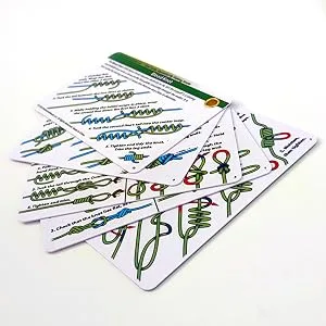 ReferenceReady Fly Fishing Knot Cards - Waterproof Guide to 14 Essential Fly Fishing Knots - Includes Mini Carabiner - Knot tying book shows how to tie 14 easy fly fishing knots