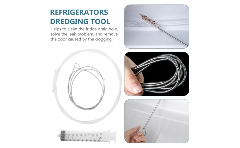 1 Set Refrigerator Drain Hole Unclogger Dredging Tool Hole Clog Remover Clog Remover Cleaning Tool Kit Kits Tools Fridge Drain Hole Remover Household Metal - product information 6