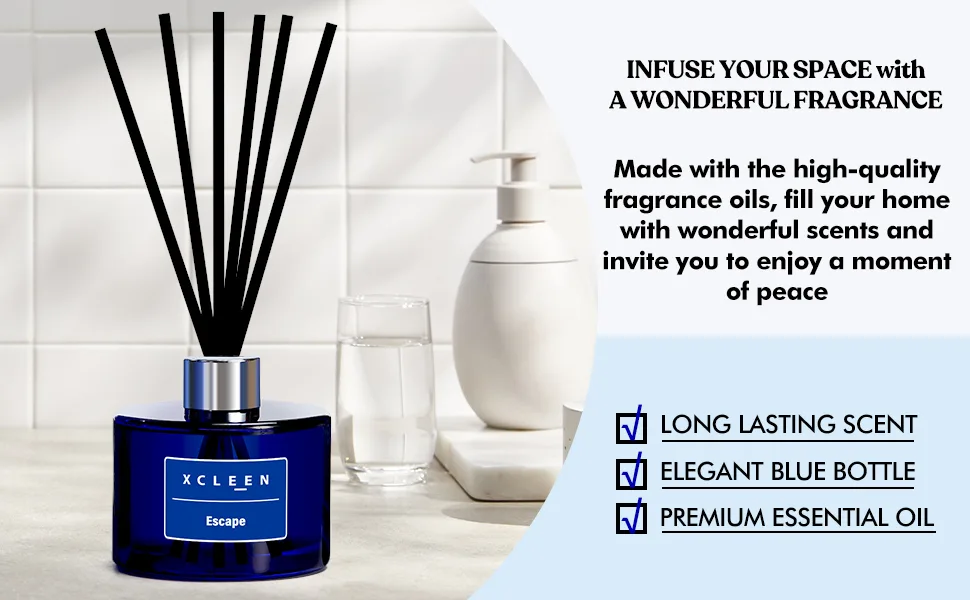Reed Diffuser 6.7 Oz(200ml) Escape Scented Reed Diffuser with Sticks Home Fragrance Reed Diffuser for Bathroom Bedroom Decor Escape 6.7 Ounce - reed diffusers