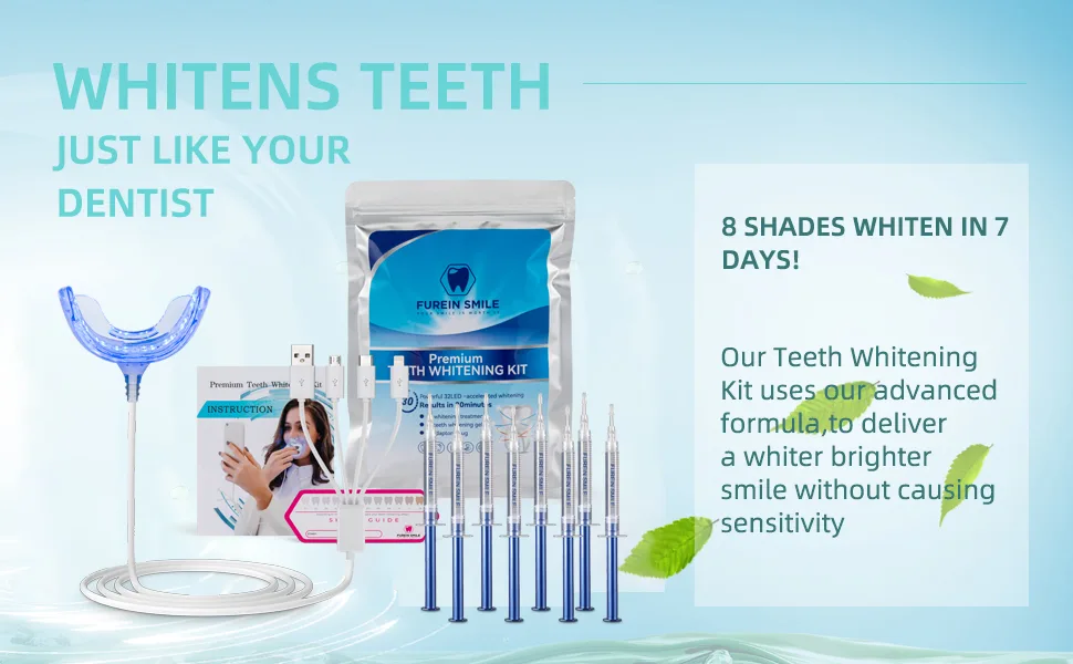 Teeth Whitening Kit with 32xLED Light Professional Complete at Home Smart Phone Whitening System - Best Tooth Whitener Gel Refill - Safely Connected with iPhone/Android/USB for Home Use - usb Teeth Whitening Kit