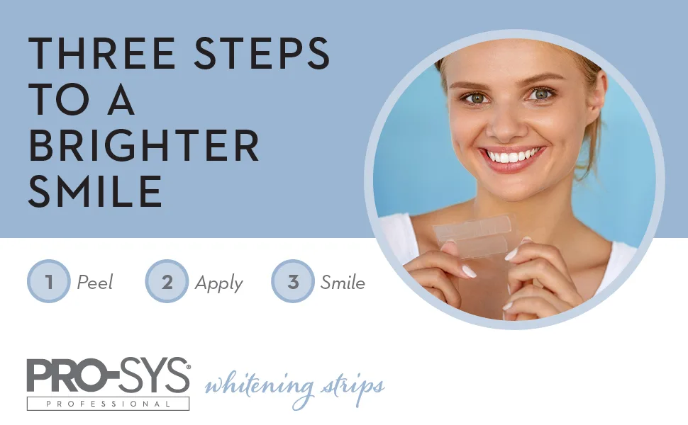 PRO-SYS Whitening Strips Kit Sensitive Teeth Whitening Tray Stain Remover Teeth Whitener 28 Strips - Three steps to a brighter smile with PRO-SYS Whitening Strips