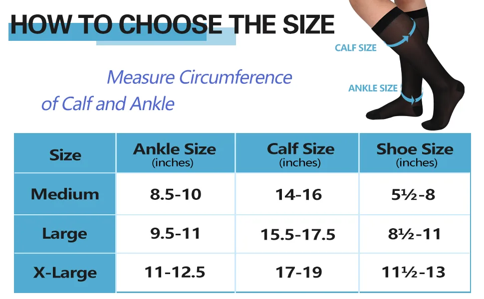Athbavib Knee-High Sheer Compression Socks for Women 15-20 mmHg Closed Toe Compression Socks for Swelling Soreness Black1 Large - size